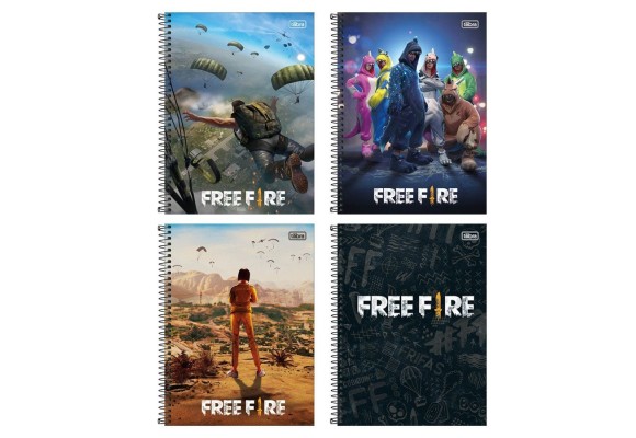 O Caderno Espiral Capa Dura Universitário 10 Matérias Free Fire 160 Folhas possui capa dura com a parte interna decorada, bolsa plástica para guardar